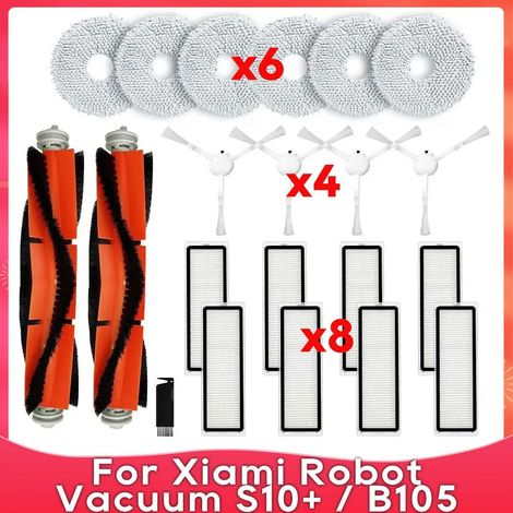 Accessoires pour aspirateurs robots Xiaomi : 2 brosses centrales, 6 brosses latérales, 1 accessoire de nettoyage et 4 filtres HEPA. aspirateurs robots Xiaomi Mi Robot et Roborock S50, S51 et S6 (1/5)