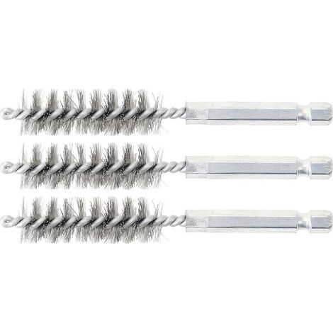 Brosse en Acier 3 pcs - 14 mm, 6,3 mm (1/4) - Résistante et Polyvalente pour Nettoyage et Débouchage - D-Work (1/5)