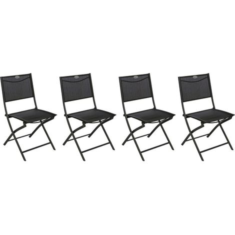 Hesperide – Lot de 4 chaises de jardin pliantes en métal – Assise en texaline – Charge maximale 110 kg – Dimensions 46 x 52 x 86 cm