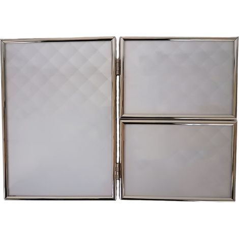 Porta foto multiplo da tavolo album cornice in metallo per ritratti moderno a 3 foto vintage bellissimo e particolare (1/5)
