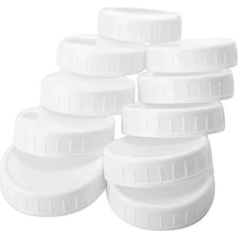Lot de 10 couvercles de rangement en plastique nervurés pour bocaux Mason à ouverture standard de 86 mm (1/5)