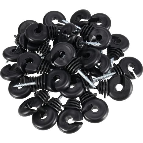 Lot de 100 isolateurs de clôture électrique noirs de 8,4 cm pour clôture électrique (1/5)