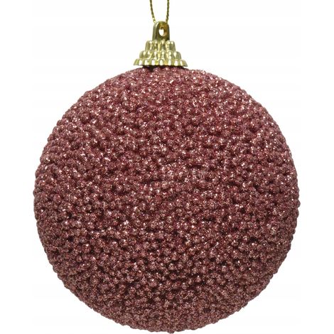 Lot de 12 boules de Noël (D80 mm) Perline Vieux rose