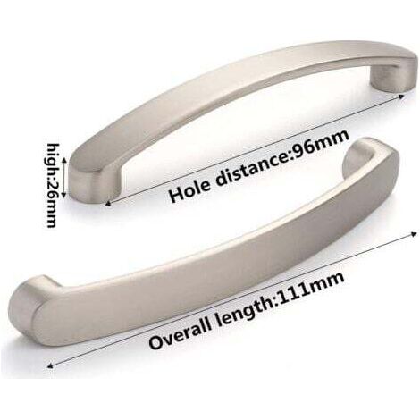 NALOOKAMIC 6-Pack Furniture Handles, Chrome Kitchen Cabinet Handles - Brushed Nickel Kitchen Handle Brushed Kitchen Handle, Hole Center 96mm (1/4)