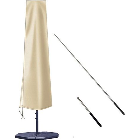 Beige wasserdichte, freitragende Sonnensegelabdeckung mit Stange – 190 x 30 x 50 cm (1/5)