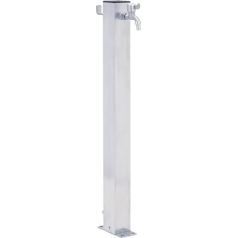 Columna de agua, acero inoxidable, 100 cm de altura, apta para jardines, incluye grifo, base cuadrada. (1/5)