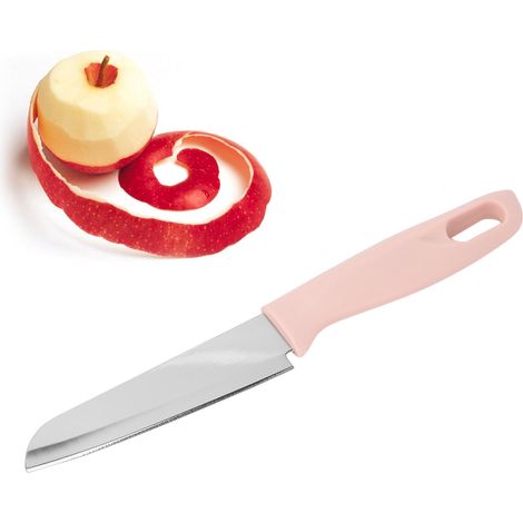 Couteau de Cuisine Portable en Acier Inoxydable - Découpe Fruits et Melons avec Fourreau Rose