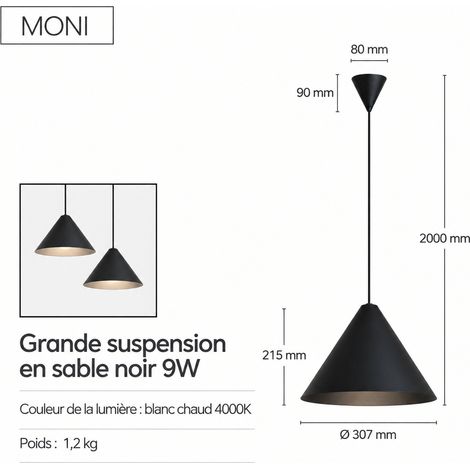 Suspension LED GP-339 Moni noir grand format 9W blanc chaud 4000K Luminaire Moderne Salon Chambre 30 g – Livraison gratuite (1/5)