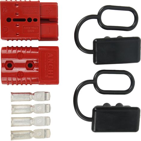 Connecteur de batterie 175A 1/0AWG, fiche rapide débrochable avec capuchon anti-poussière pour treuil, remorque, voiturette électrique, caravane. (1/5)