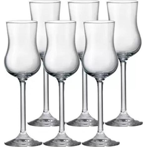 BOHEMIA copas colibri grappa 85 ml , Estuche 6 copas Colibri Grappa 85 mlFabricado en cristal de Bohemia de alta calidadSe recomienda lavar y secar a manoMedidas: 4,5 x (1/3)