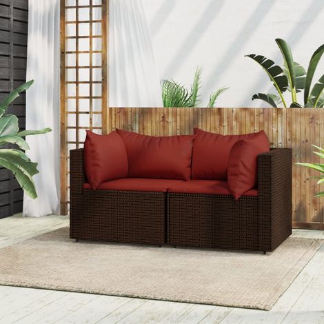 Set 2 Divani da Giardino Divani Angolari,Sofa con CusciniPolyrattan Marrone -BVH72539 (1/5)
