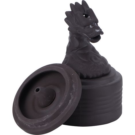 Brûleur d'encens décoratif et résistant au vent, en forme de dragon, fabriqué en argile violette. (1/5)