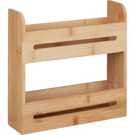 Portaspezie a 2 livelli portaoggetti da cucina salva-spazio 60 x 25 x 50 cm in bambù naturale 130011848
