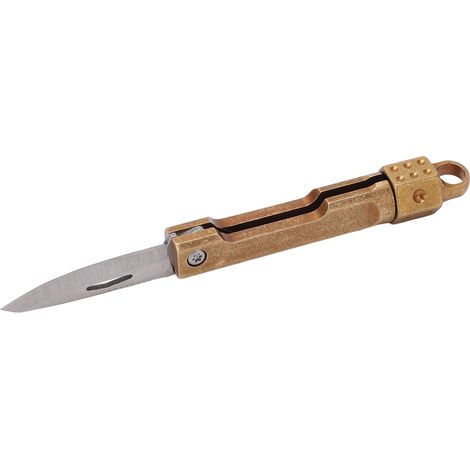 Mini-Klappmesser aus Messing mit Würfeln, Mini-Schlüsselanhängermesser, tragbares Taschenmesser zum Auspacken von Paketen, Vintage-Stil in Schwarz. (1/4)