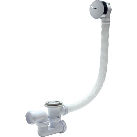 Vidage de baignoire à câble L700, siphon orientable Ø40 mm, clapet rentrant laiton, commande ABS chromé, Wirquin 30723172, blanc
