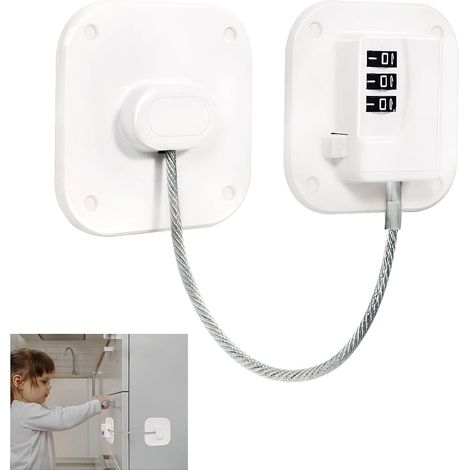 Lot de 2 serrures à code pour réfrigérateur, sans perçage, sécurité enfant (1/5)