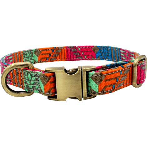 1 collier pour chien, toile, gravure nom et téléphone, taille M, pour chiots et chiens de petite à grande taille (1/5)