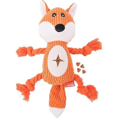 Jouet en peluche pour chien avec sonneur intégré durable, design animal mignon, distributeur de nourriture pour chiots, jouet interactif pour chien. (1/4)