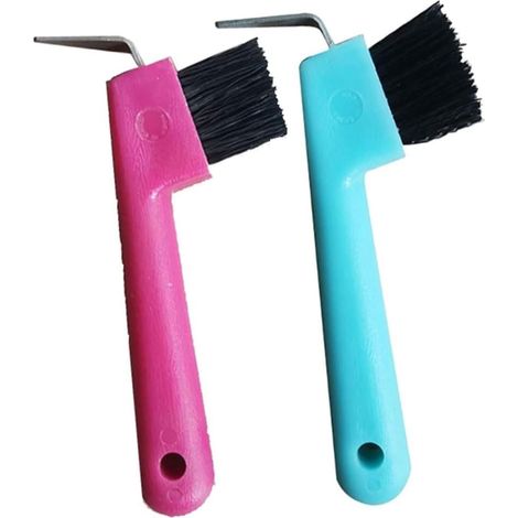 Cure-pieds Chevaux - Lot de 2 - Caoutchouc PP et TPE - Brosse Intégrée et Crochet Robuste - Élevage Équins et Caprins - Couleur Aléatoire (1/5)
