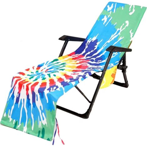 1 Housse de chaise longue, Microfibre, 215x75cm, Poches latérales, Antidérapante, Plage (1/5)