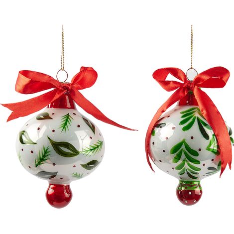 Pendaglio per albero di Natale "Trottola Foglie" set da 2 pezzi da 12 x 8 cm