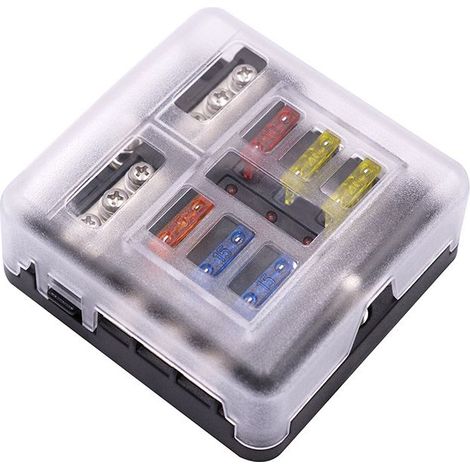 Soporte para caja de fusibles, bloque de fusibles ATO/ATC para automóvil con indicador LED, cubierta protectora adhesiva a prueba de humedad para automóvil, camión, etc.