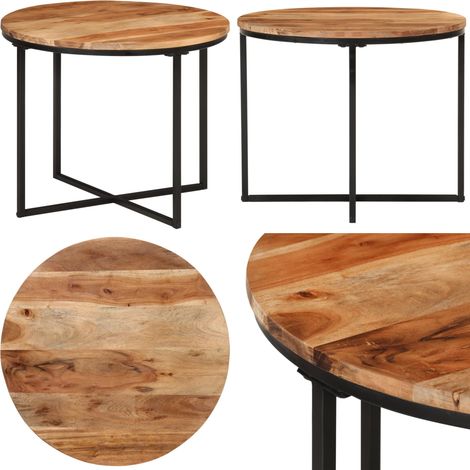 Table basse 55x55x45 cm bois massif acacia et fer - Table basse en bois - Bois d'acacia massif (1/5)
