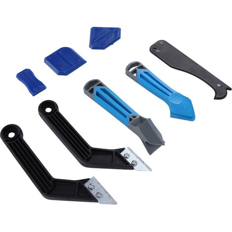 Kit Grattoir Silicone pour Décoller Joints, Spatule Décolleuse Verre avec Manche Incliné, Raclette de Nettoyage, Outillage Multi-Usage (1/5)