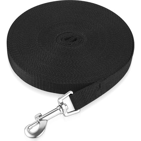 Laisse Chien Longe 15m Laisse Corde pour Chien, Laisse de Dressage pour Chiens, Sangle en Nylon avec Mousqueton en D pour Chiens de Taille Petite à Moyenne (15m, Noir) (1/5)