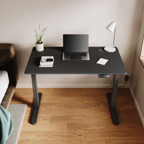 SONNI Höhenverstellbarer Schreibtisch, Stehpult, Bürstenloser Motor mit Smart Memory Funktion, Black Desk + 120cm Black Table (1/5)