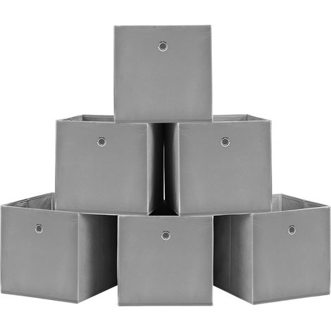 Trintion 6PCS Aufbewahrungsbox aus Vliesstoff Faltbare Aufbewahrungsbox für Snacks Aufbewahrungsbox für Kleidung für die Heimaufbewahrung Büro (Grau) (1/5)