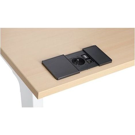 Prise encastrable - 1 prise secteur + 1 port RJ45 + 1 port USB - noir - Maxiburo (1/4)