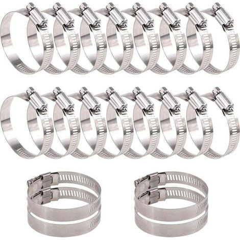 Assortimento di 20 fascette stringitubo regolabili, XU, vite senza fine, acciaio inossidabile 304 (40-63 mm) - KZQ (1/4)