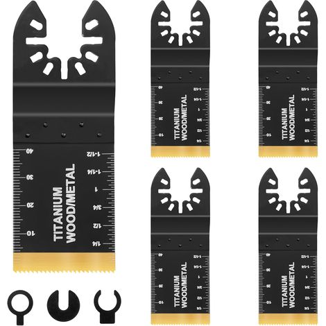 Lames de Scie Oscillantes Titane Outil Multifonction Universelle Lame Multitool Accessoires pour Métal Bois Plastique 5 Pièces (1/5)