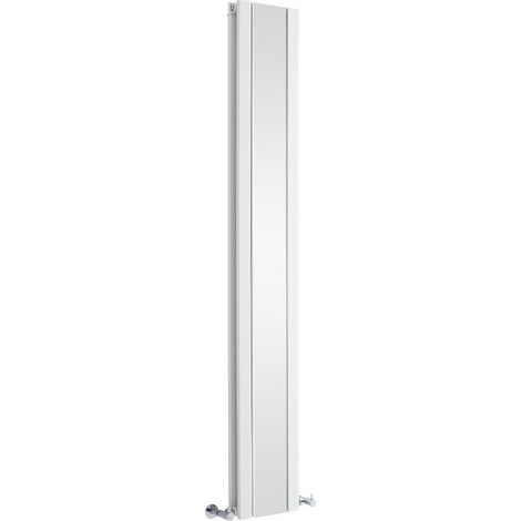 Hudson Reed – Radiateur vertical eau chaude en acier avec miroir – 180 cm x 26,5 cm – Puissance 901W – Finition blanche moderne