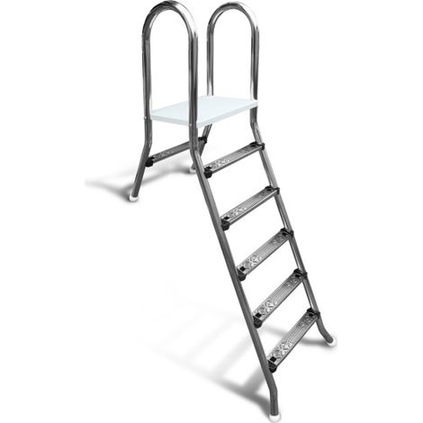 Hochbeckenleiter V2A CLASSIC Poolleiter aus Edelstahl 1x5 und 1x1 Stufe 1,50 m (1/4)