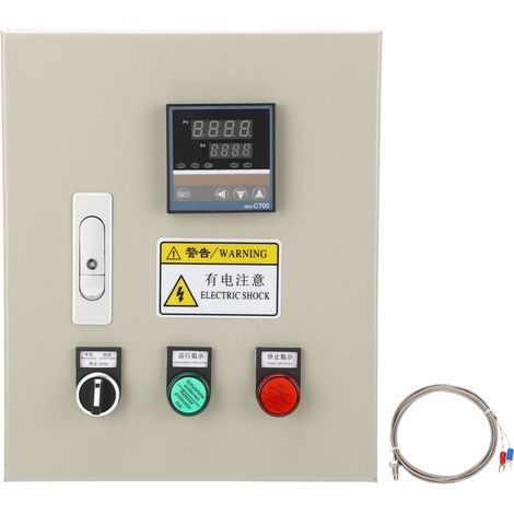 PID temperature controller with digital thermostat control box, K-type thermocouple, 380V AC, 3-phase, 15kW (1/5)