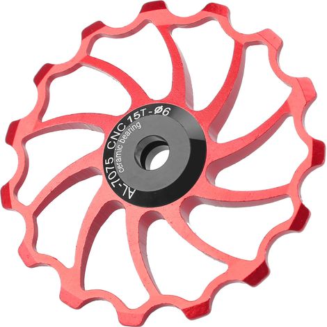 Galet de guidage de dérailleur arrière MEIJUN 15 dents à roulement céramique pour VTT pliants, rouge (1/5)