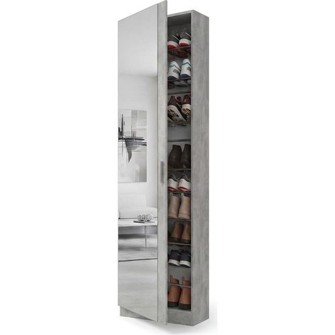Zapatero alto de 1 puerta con espejo 180x50 cm Roma Gris cemento (ancho) x 180cm (alto)