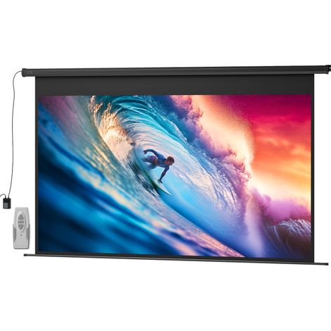 HOMCOM Schermo per Proiettore 120" 16:9 Motorizzato con Telecomando Nero