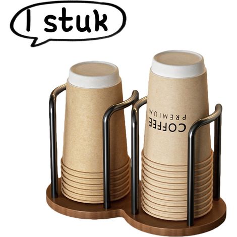 Porte-gobelets en carton monobloc - Range-gobelets - Support anti-poussière pour tasses à café et à repas retournées - Version double - Noir (1/5)