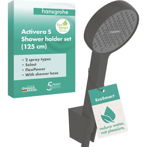 Hansgrohe Activera Select S - Handbrause, Halter und Schlauch-Set, 2 Strahlarten, EcoSmart, mattschwarz 28052670 (1/3)