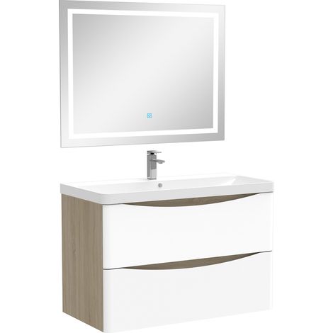 Ocean Ensemble meubles Salle de Bain 80cm simple vasque + miroir lumineux