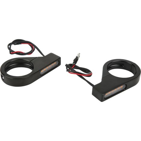 Clignotant LED Moto 12V Universel, Feu de Signalisation Noir Étanche pour Fourche 41mm, Lampe Flash Lumineuse (1/5)