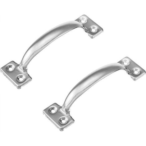 Set of 2 vintage barn door handles for kitchen cabinets, hole center: 112 mm, silver iron