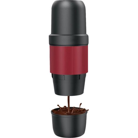 Cafetière à piston portable - Cafetière électrique italienne - Cafetière portable pour café moulu et capsules, idéale pour une utilisation en extérieur (Rouge) (1/5)
