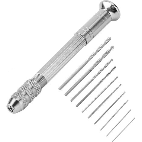 Mini-Präzisions-Handbohrmaschine mit 10 Bohreraufsätzen und Stanzwerkzeug (1/5)