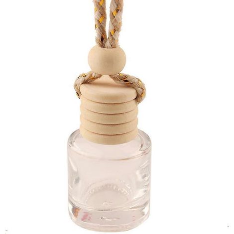 Lot de 10 flacons de parfum d'ambiance pour voiture de 8 ml. Flacons vides en verre transparent avec bouchon en bois et bandoulière. (1/5)