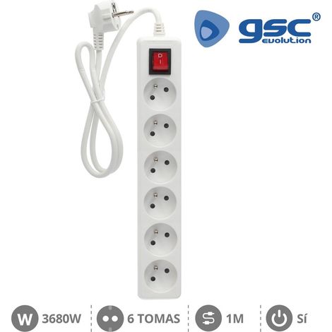 Presa multipla sistema francese 6 prese + interruttore 3x1mm 1 metro bianco