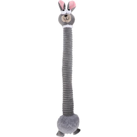 Peluche Durable à longue bande en forme d'animaux, morsure molaire, nettoyage des dents, sonnant, jouet interactif pour chiens, lapin mignon gris